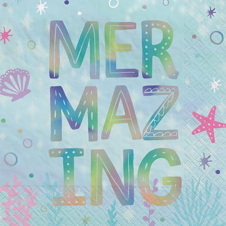 Mermaid 'Shimmering Mermaids' Foiled Small Napkins (16ct)