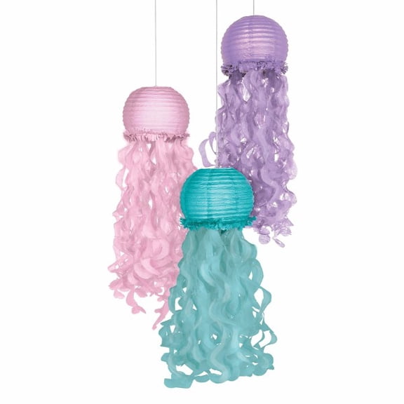 Mermaid 'Shimmering Mermaids' Deluxe Hanging Jellyfish Lanterns (3pcs)