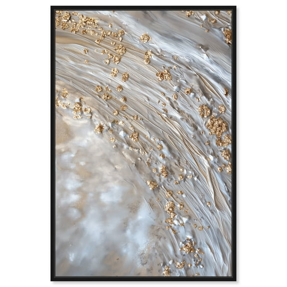 Shimmering Milky Canvas Elegant Gold Abstract by Art Remedy, Black Frame, 10" x 15"