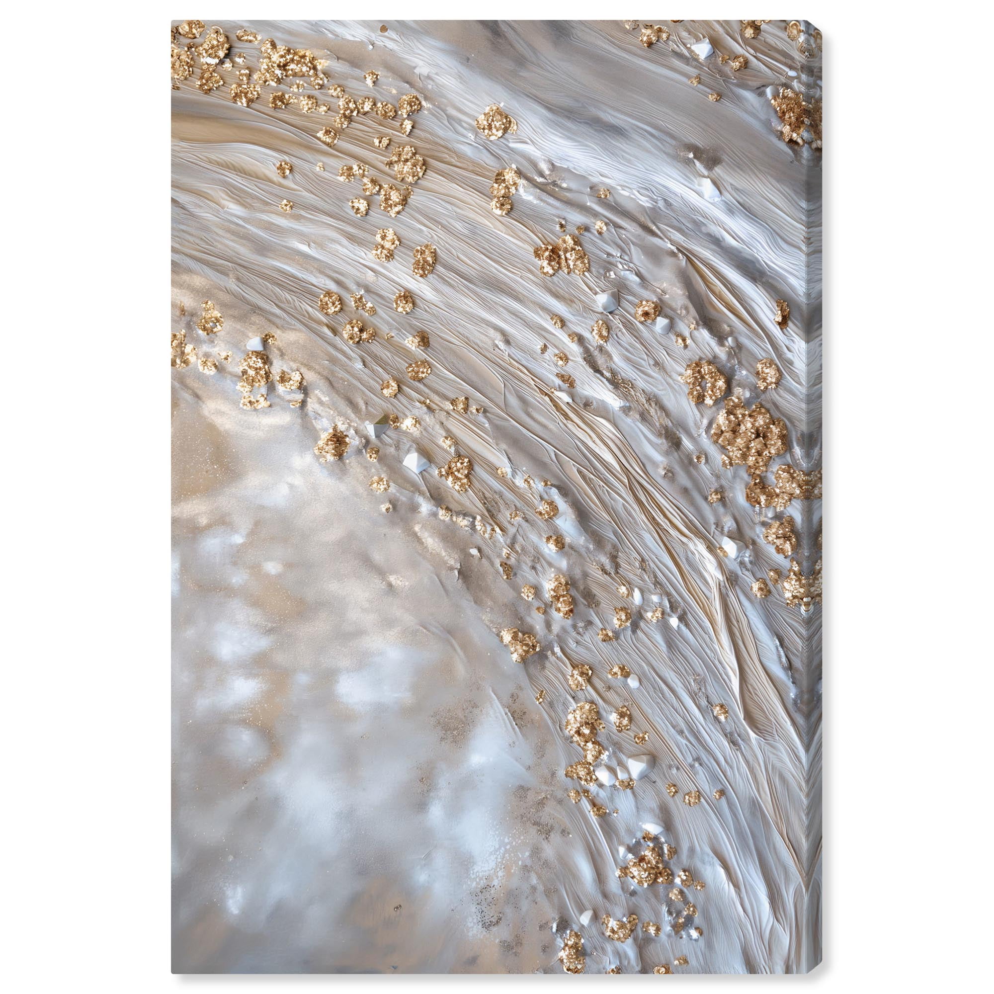 Elegant Gold and Silver Abstract Canvas Art, 10" x 15"
