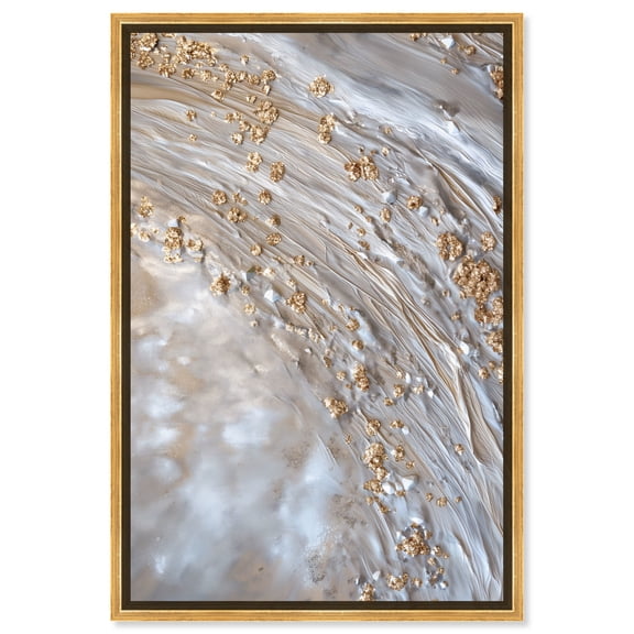 Shimmering Milky Canvas Elegant Gold Abstract by Art Remedy, Gold Frame, 10" x 15"