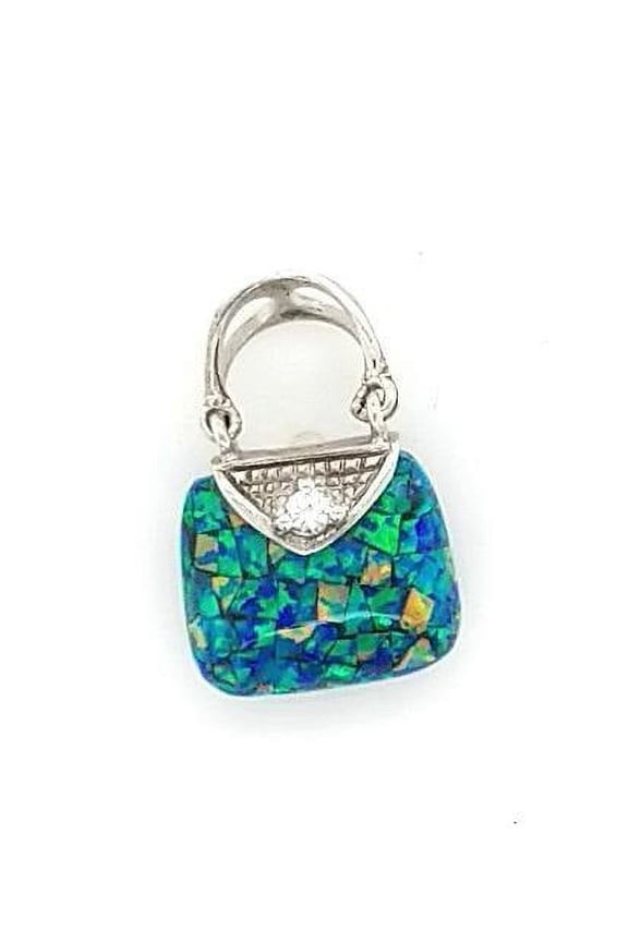 Shimmering Mosaic Opal Purse Pendant in Sterling Silver