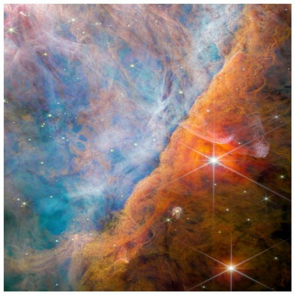 "Shimmering Orion Nebula" Frameless Free Floating Reverse Printed Tempered Art Glass Wall Art