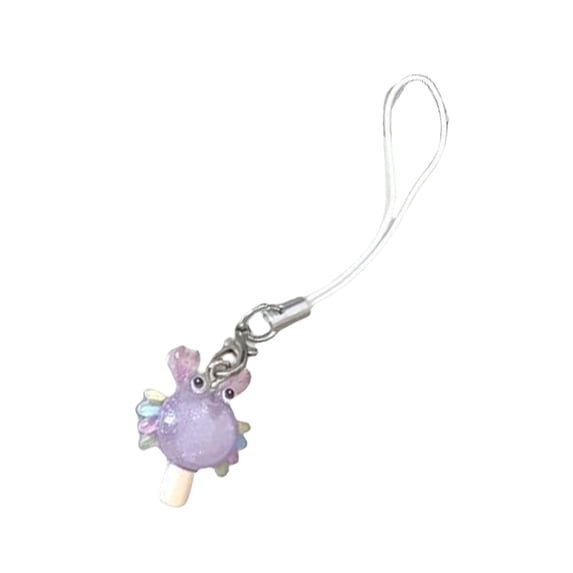 Shimmering Resin Ice Cream Keychain, Phone Charm with Jellyfish Design for Women Teens Birthday Party