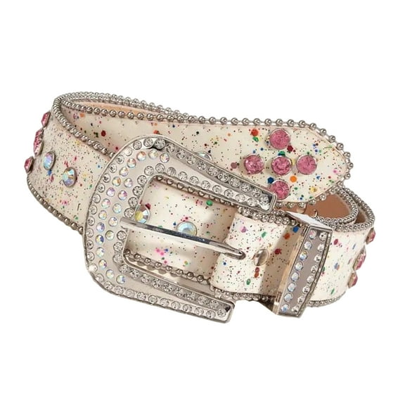 Shimmering Rhinestones Embellished Belt With Rhinestones Design PU Trendy Unisex Waist Strap For Daily Wear