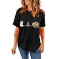 thumbnail image 1 of Shimmering Sequin Halloween Graphic Tee: Black Crewneck Tee with Witch, Pumpkin, and Ghost Designs | [ZhiHiMeRi] | (US 16-18)XL, 1 of 6