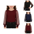 thumbnail image 1 of Shimmering Sequin Long Sleeve Sheer Mesh Tunic Top, Girls Dressy Glitter Blouse Crewneck Party Shirt for Kids Ages 4-14, 1 of 9