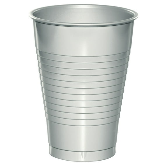 Shimmering Silver 12 oz Plastic Cups for 20 Guests