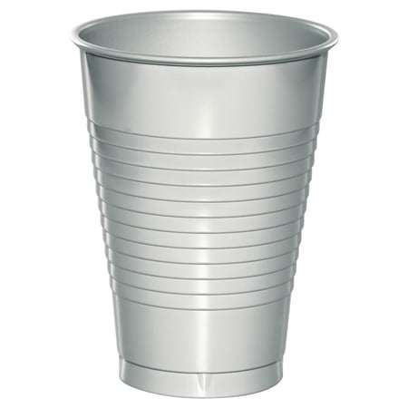 Shimmering Silver 12 oz Plastic Cups for 60 Guests
