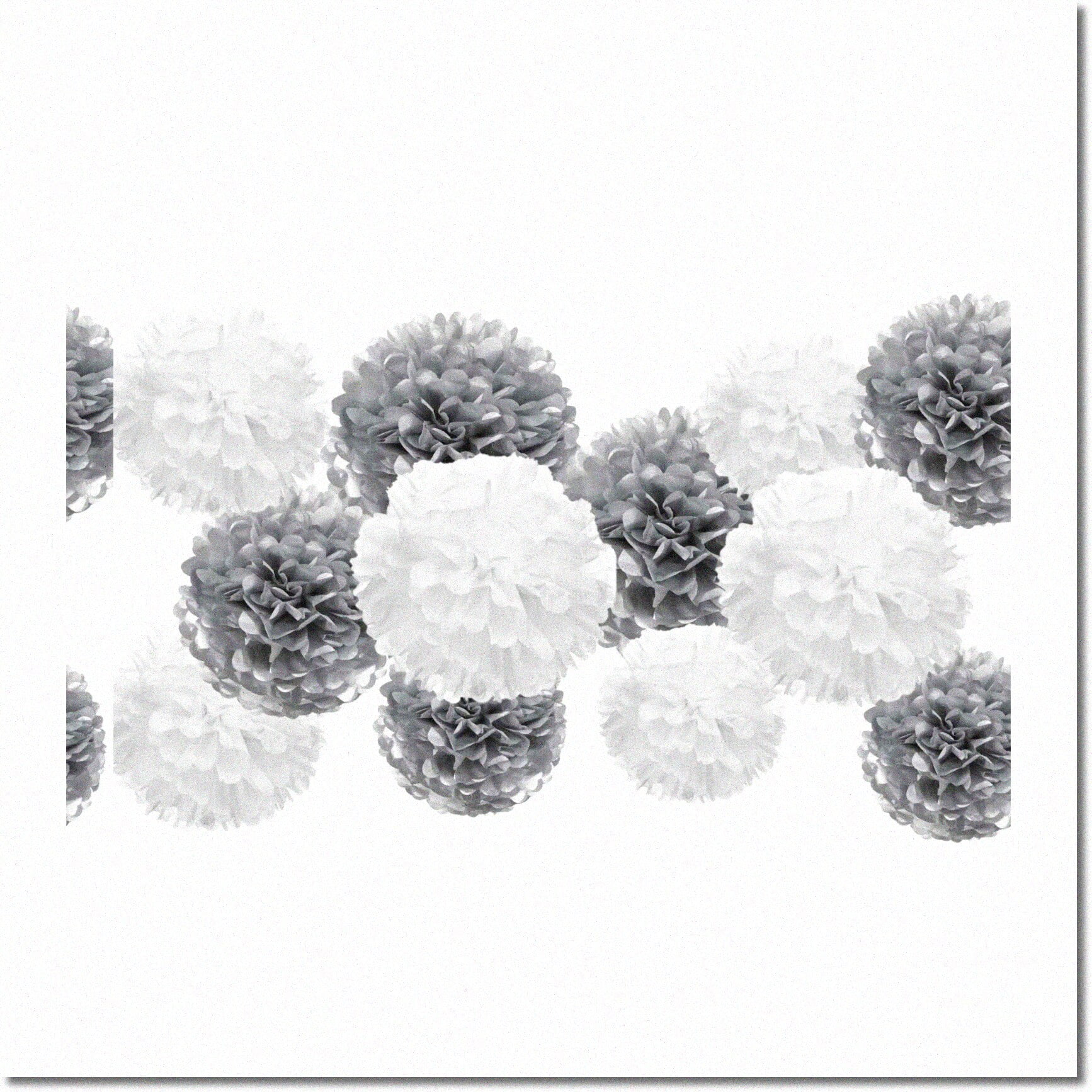 Shimmering Snowflakes - Elegant White and Silver Tissue Paper Pom Poms ...