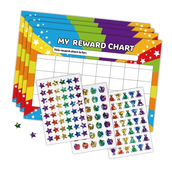 Children Motivational Sticker and My Reward Chart Card Set Sparkling Star Sticker For Children Good Behavior Tracking
