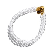 Shimmering Three Strands Rhinestones Embellished Simulated Pearls Chain For Women Sensitive Skin Friendly Wristchain