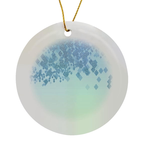3drose, Shimmering Turquoise Blue Glitter Diamonds, Circle Porcelain Ornament