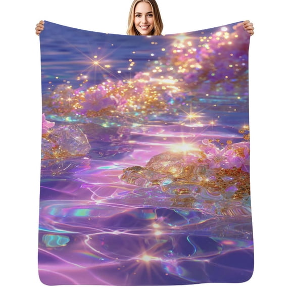 Shimmering Water with Sparkles Soft Blanket Travel Bedding Throws Flannel Bedspread Sofa Bed Cover