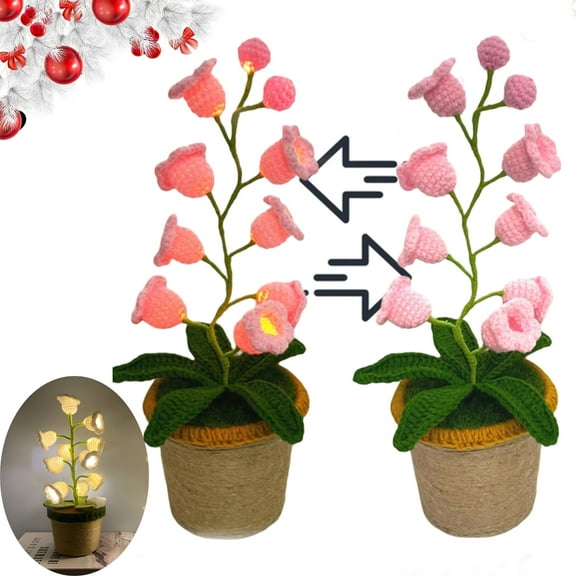 Shimmernest Lilyglow Night Light - 10-Petal Lily of The Valley Lamp, Everlasting Crochet Artificial Flower with Soft LED | Gift-Ready for Wife, Girlfriend, Birthday Christmas Valentine