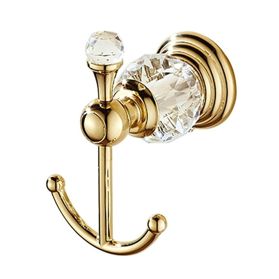 Shimmery Gold Crystal Wall Hook - Heavy-Duty Zinc Alloy Bathroom Hanger for Towels & Robes