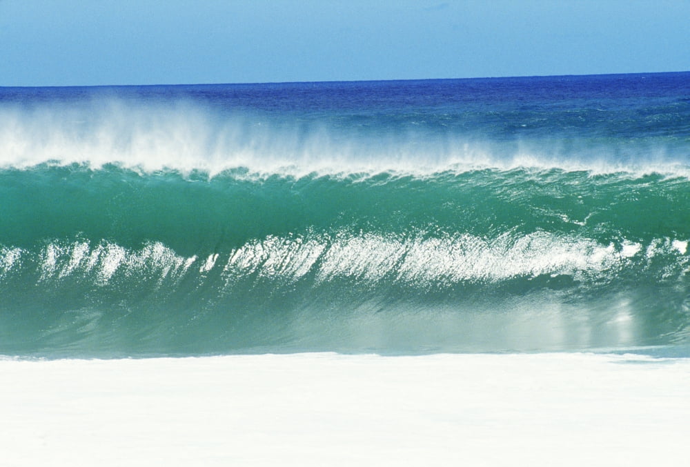 Shimmery Shorebreak Wave With Silver Waters In Foreground Canvas Art - Vince Cavataio Design Pics (19 x 12)