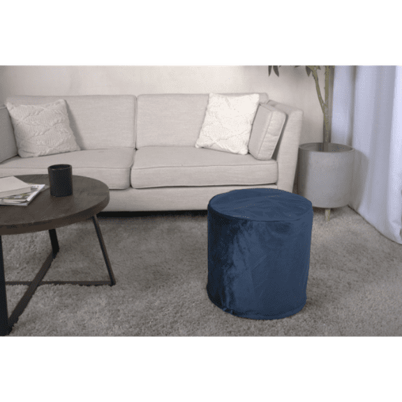 Shimon Cylinder Pouf, Cobalt Blue Modern Velvet Seat with Spill-Resistant Design | Versatile Upholstered Decor for Living Rooms & Entryways | 200lbs Weight Capacity