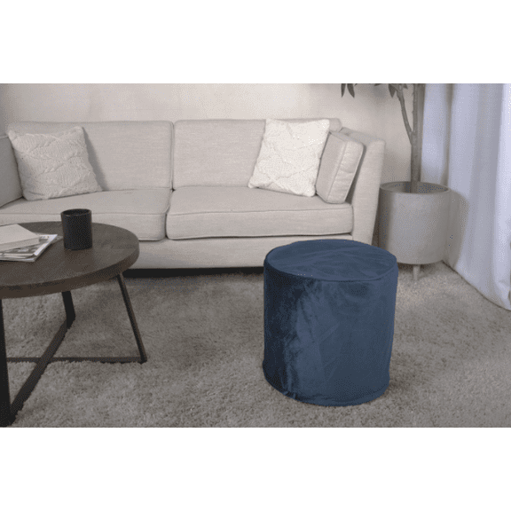 Shimon Cylinder Pouf in Cobalt Blue - Versatile for Ottomans or Floor Cushions, 200lbs Weight Limit, 16"x16"x16", Spot Clean Only, Filled with Polystyrene Beads