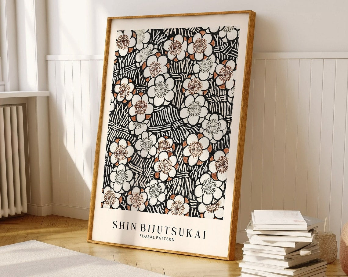 Shin Bijutsukai Art Print, Japanese Poster, Blue Floral Vintage ...