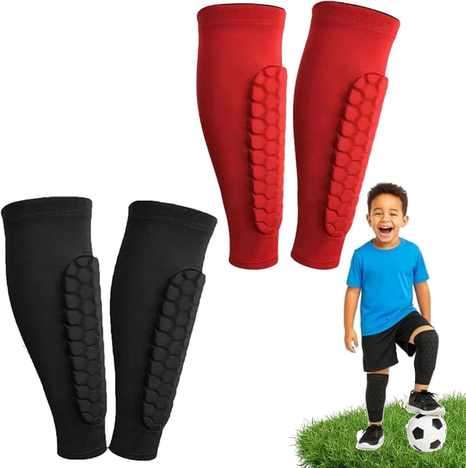 Kids Shin Guards 2-Pack - Lightweight Soccer Leg Protection For Youth & Adults