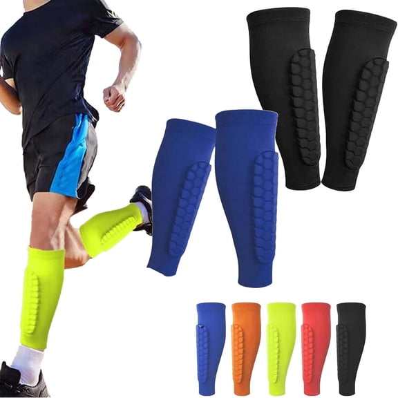 Shin Guards Kids, Calf Compression Sleeve with Honeycomb Pads, 2 Pack Shin Guards Soccer, for Soccer Ski Youth Adult