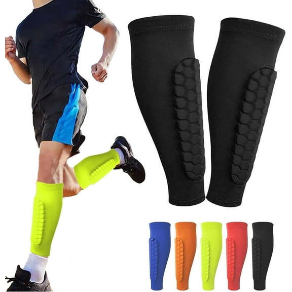 Shin Defender Shin Guards Kids, Calf Compression Sleeve with Honeycomb Pads, 2 Pack Shindefender Shin Guards Soccer, for Soccer Ski Youth Adult