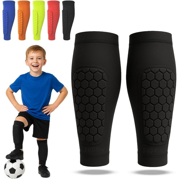 Shin Defender Shin Guards Kids, Shindefender Shin Guards Soccer 2 Pair, with Honeycomb Pads, for Soccer Kids Youth Adult