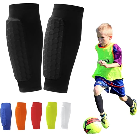 Shin Guards Kids,Non-Slip Calf Compression Sleeve with Honeycomb Pads, Football Socks Featuring Collision Avoidance, Breathable Shin Pads for Kids and Adult Outdoor Sports
