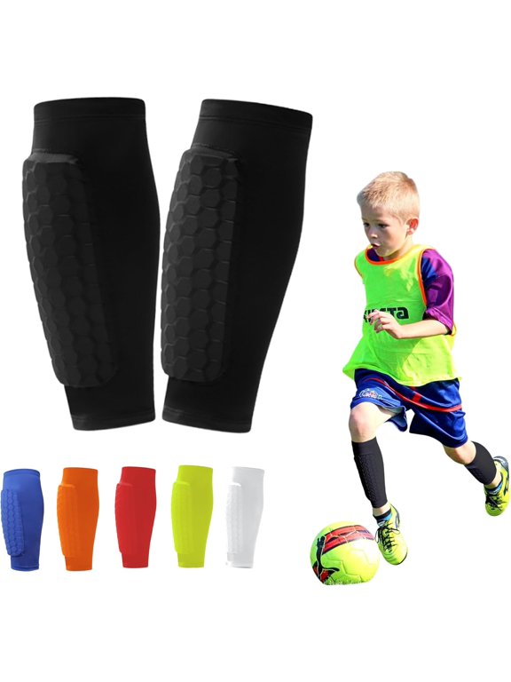 Shin Guards Kids,Non-Slip Calf Compression Sleeve with Honeycomb Pads, Football Socks Featuring Collision Avoidance, Breathable Shin Pads for Kids and Adult Outdoor Sports