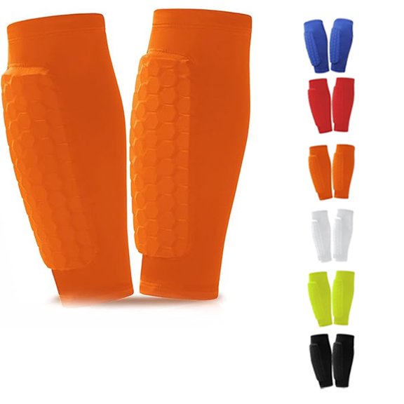 Shin Guards Socks Protective, Football Soccer Leg Sleeves with Shock Absorption Cushion, Breathable Anti-Collision Compression for Sports Running