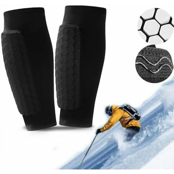 Shin Guards for Soccer & Training Sports, Lightweight Breathable Shin Pads with Compression Sleeve and Honeycomb Cushioning