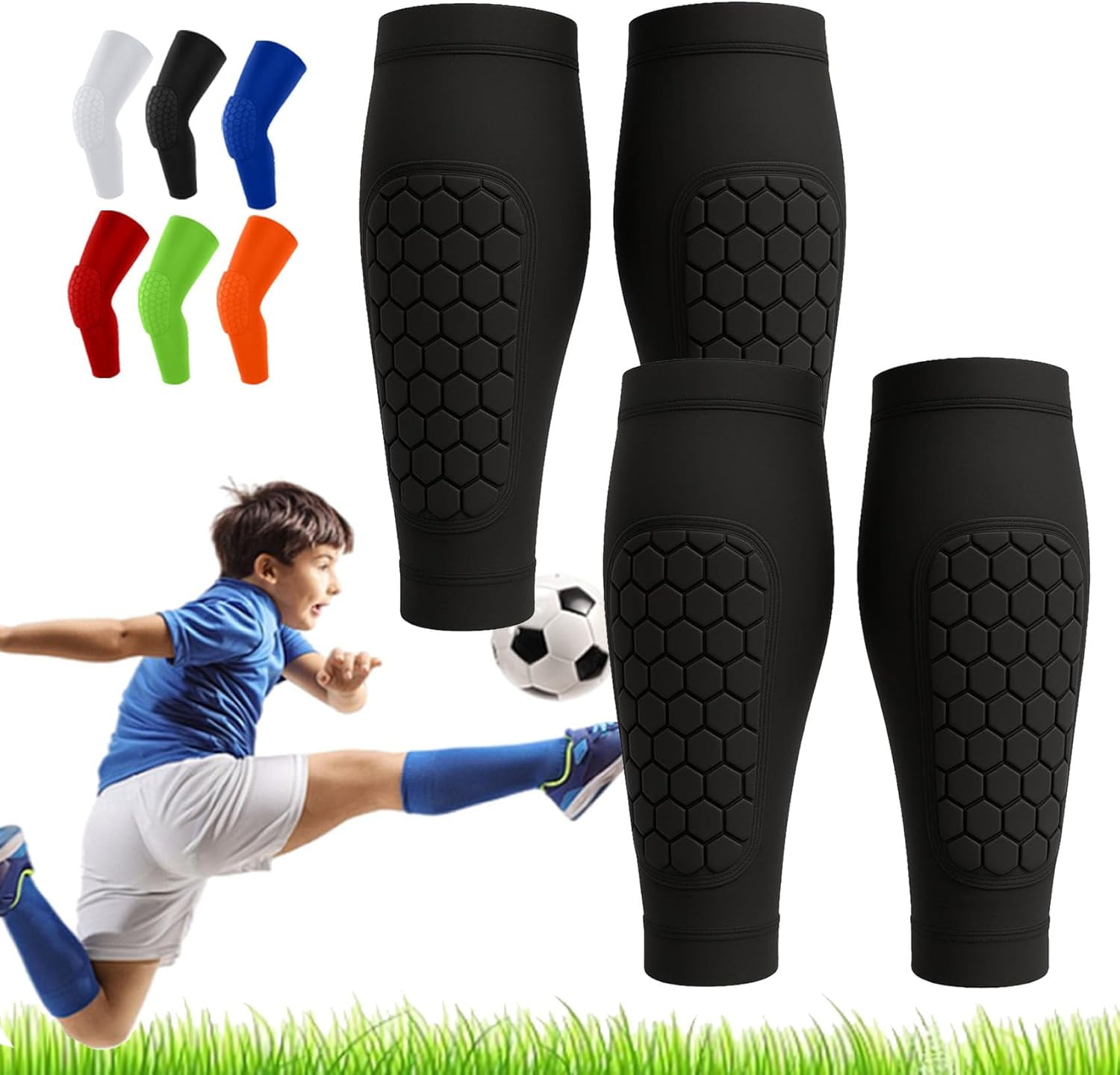 Shin Soccer Shin Guards Kids,Shin Guards with Honeycomb Padding, for ...