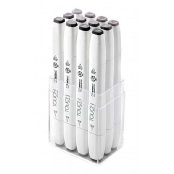 SHINHAN ART TOUCH TWIN BRUSH 1211201 12-PIECE WARM GREY MARKER SET