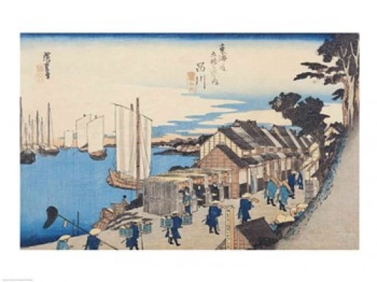 Shinagawa departure of a Daimyo Canvas Art - Utagawa Hiroshige (36 x 24)