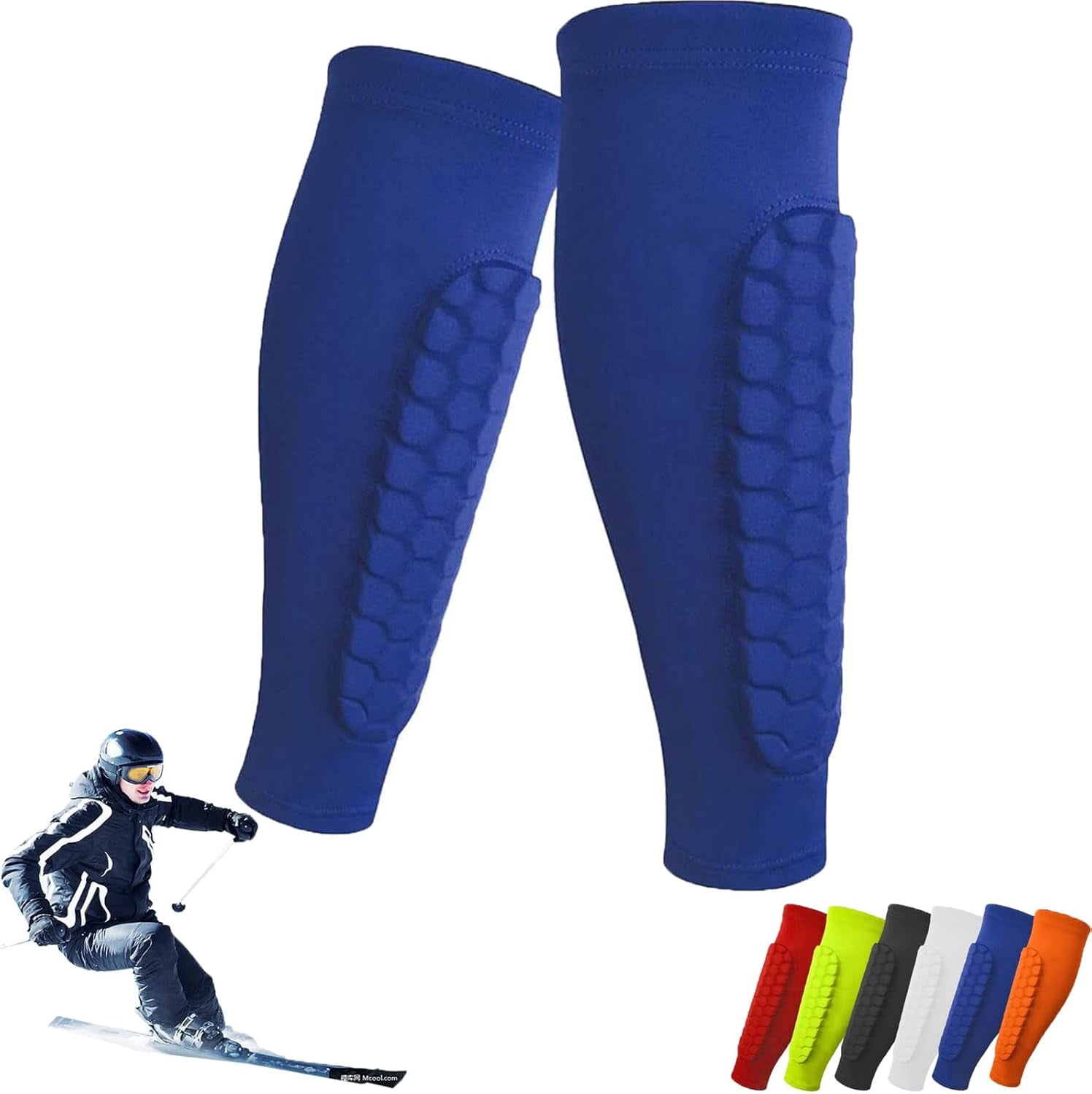 Protège-tibias Achille Shinbang 2.0 - Coussinets Hexagonaux Absorbants, Léger, Respirant, Pour Football, Hockey, Skate, Sports