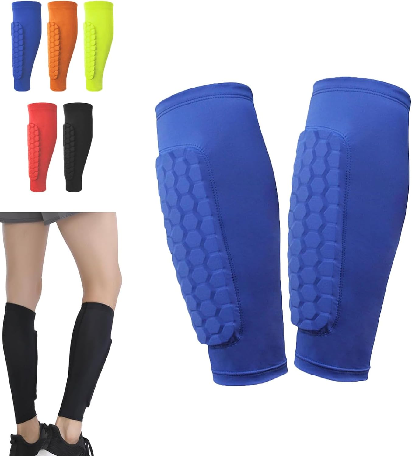Shindefender Parastinchi Calcio A Compressione – Imbottitura EVA A Nido D’Ape – Leggeri Per Ragazzi E Adulti