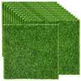 Shindel 12PCS Fake Grass for Crafts, 6"x6" Fake Grass for Mini Garden Artificial Garden Grass