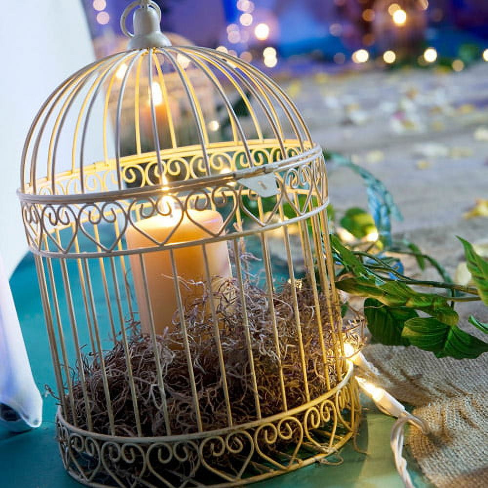 Shindigz Decorative Ivory Bird Cage Multicolor Party Centerpiece
