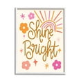 thumbnail image 1 of Shine Bright Floral Phrase Inspirational Graphic Art White Framed Art Print Wall Art, 1 of 7