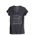 thumbnail image 1 of Shine Bright Like A Diamond Women's Fashion Relaxed V-Neck T-Shirt Tee Charcoal Grey Small, 1 of 3