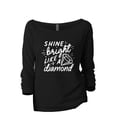 thumbnail image 1 of Shine Bright Like A Diamond Women's Fashion Slouchy 3/4 Sleeves Raglan Lightweight Sweatshirt Black Small, 1 of 3