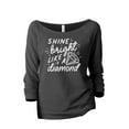thumbnail image 1 of Shine Bright Like A Diamond Women's Fashion Slouchy 3/4 Sleeves Raglan Lightweight Sweatshirt Gunmetal Large, 1 of 3
