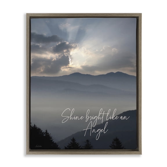 Stupell Industries Shine Bright Mountain Landscape Brown Framed Floater Canvas Wall Art, design by Lori Deiter