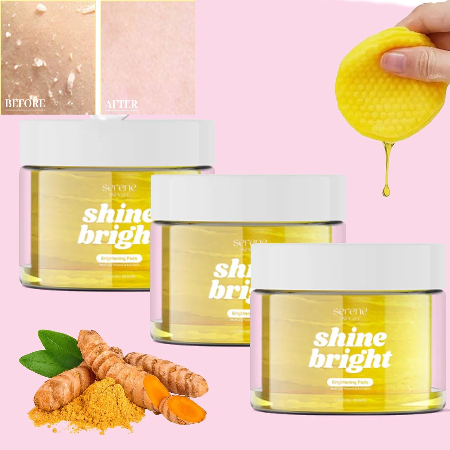 Shine Bright Pads,Shine Bright Turmeric Kojic Acid Pads,Turmeric