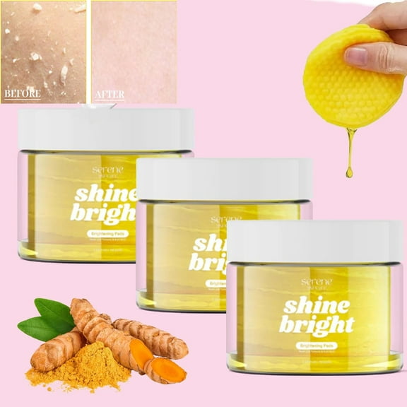 Shine Bright Pads,Shine Bright Turmeric Kojic Acid Pads,Turmeric Kojic Acid Cleansing Pads,Turmeric Kojic Acid Cleansing Pads,Shine Bright Face Pads For Dark Spots,Brightens And Evens Out Skin,165Pads