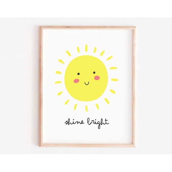 Shine Bright Print Poster Art, Smile Sun Gift For A Friend Girlfriend, Shine Print, Gift For Bridesmaids, Graduation Gift, Girls Room Wall Art, Modern Wall Decor, 8x12 UNFRAMED