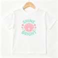 thumbnail image 1 of Shine Bright Shell Pearl Girls Graphic Tee, Cute Ocean Summer 100% Cotton Kids Short Sleeve T-Shirt 4-13Y, 1 of 5