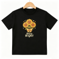 thumbnail image 1 of Shine Bright Sunflowers Girls Graphic Tee, Cute Retro Gift 100% Cotton Kids Short Sleeve T-Shirt 4-13Y, 1 of 5