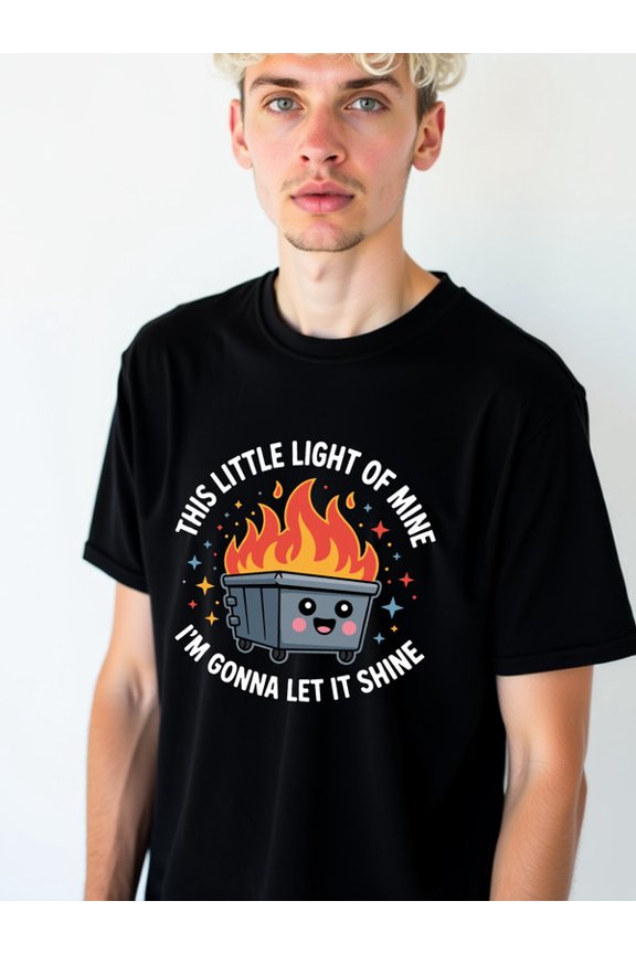Shine Bright Trash Can Tee Men's graphic t shirts black short elegant Perfect for exercise Fashion Unisex Shirt Short Sleeve tshirts